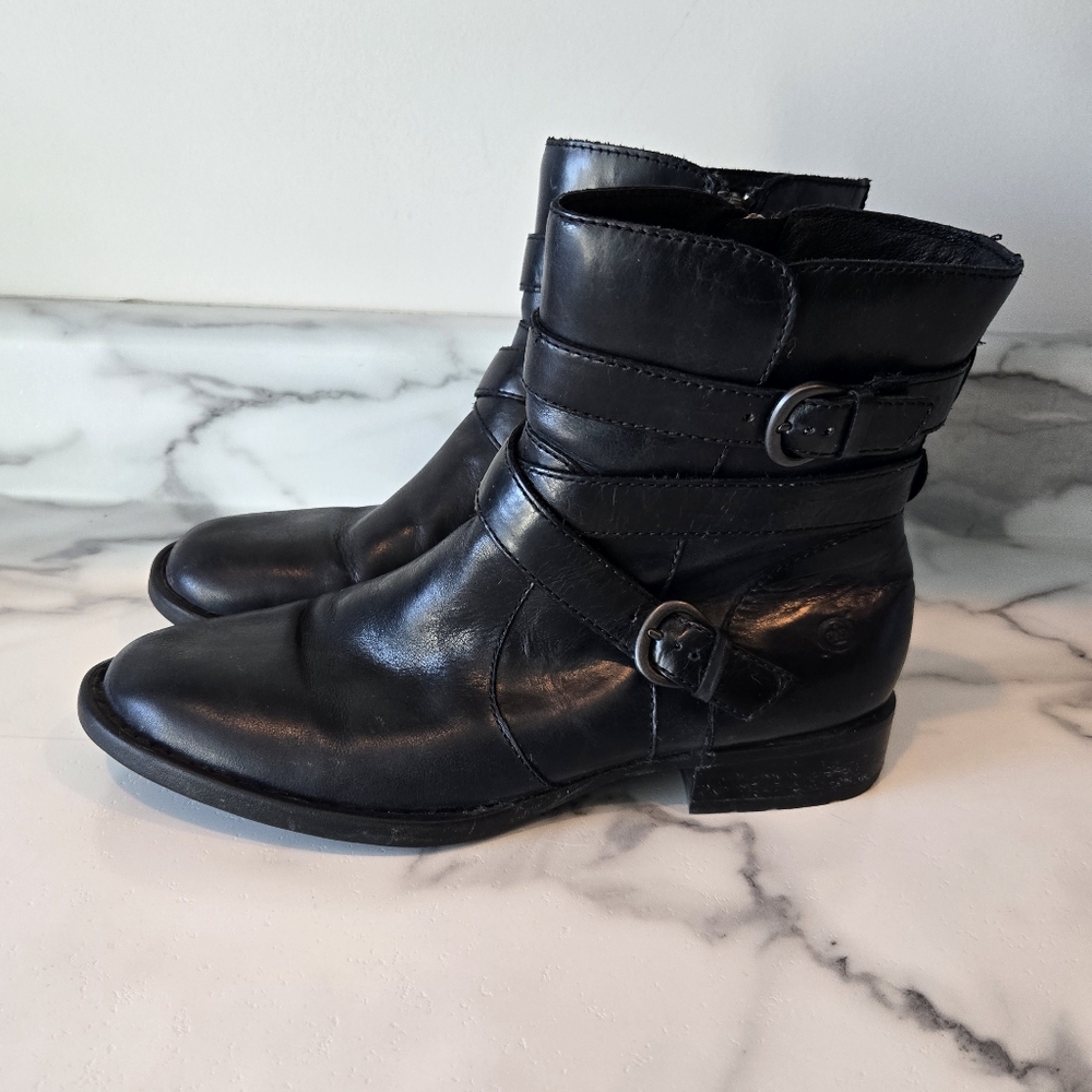Born Black Leather Ankle Boots